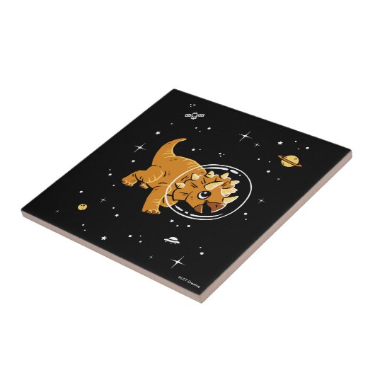 Carreau Tan Triceratops Dinos Dans L'Espace (Côté)