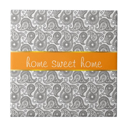 Carreau Tangerine Black Paisley (Devant)