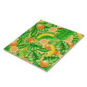 Carreau Tangerines, bananes et feuilles tropicaux (Côté)