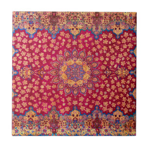 Carreau Tapis floral persan décoratif vintage