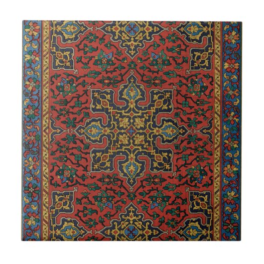 Carreau Tapis Perse Tapis Rouge Bleu classique (Devant)
