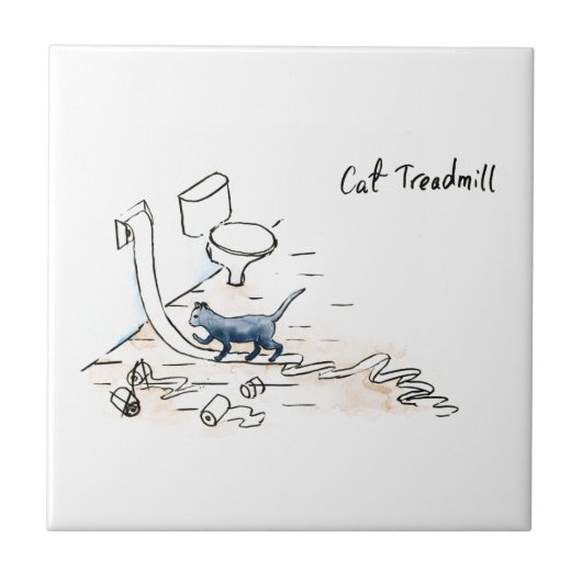 Carreau Tapis roulant comique de chat (Devant)