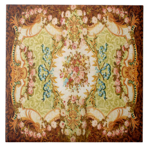 Carreau Tapisserie française florale baroque victorienne r