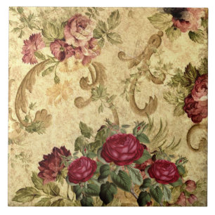 Carreau Tapisserie vintage Rose Maroon