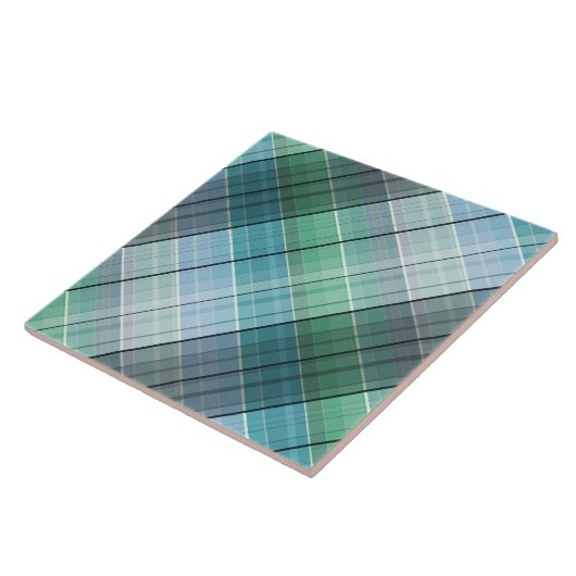 Carreau Tartan bleu turquoise (Côté)