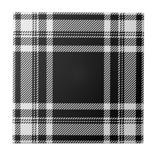 Carreau Tartan noir et blanc royal de Stewart (Devant)