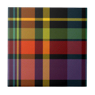 Carreau Tartan noir, rouge, jaune, vert et pourpre