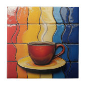 Carreau Tasse à café rouge moderne colorée  (Devant)