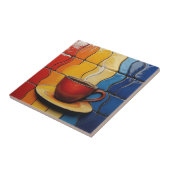 Carreau Tasse à café rouge moderne colorée  (Côté)