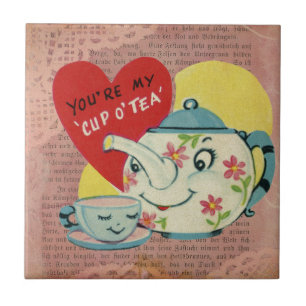 Carreau Tasse de thé vintage de la Saint-Valentin