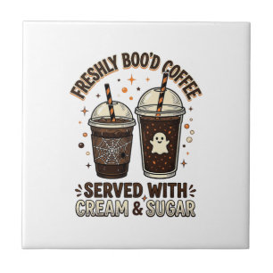 Carreau Tasse fantôme Halloween Café Fraîchement Infusé