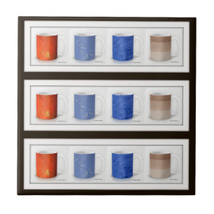 Carreau Tasses à café colorées encadrées