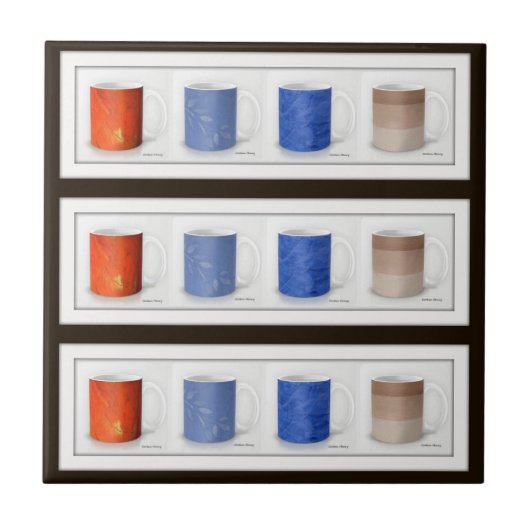 Carreau Tasses à café colorées encadrées (Devant)