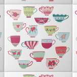 Carreau Tasses à thé Moderne Rétro<br><div class="desc">Une prise moderne sur une jolie porcelaine rétro vintage ou tasses à thé en porcelaine. Art original de Nic Squirrell.</div>