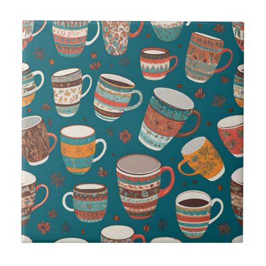 Carreau Tasses de café colorées (Devant)
