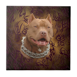 Carreau tatouage tribal brun Pitbull