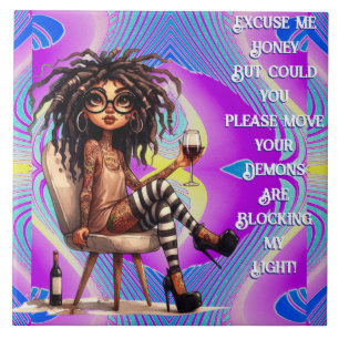 Carreau Tatouages Quirky Lady & Vin Light