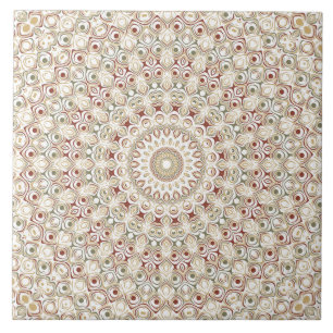 Carreau Taupe de terre et Motif de mandala de rouille