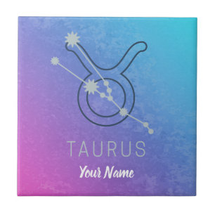 Carreau Taurus Zodiac Star Sign Watercolor Horoscope