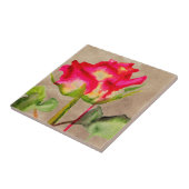 Carreau Tea hybride Rose aquarelle moderne fleurie art (Côté)