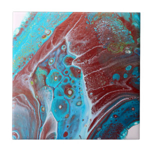 Carreau Teal and Copper Acrylic Abstract