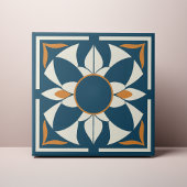 Carreau Teal and Cream Azulejo Mandala