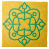Carreau Teal and Gold Celtic Style Decorative Tile (Devant)