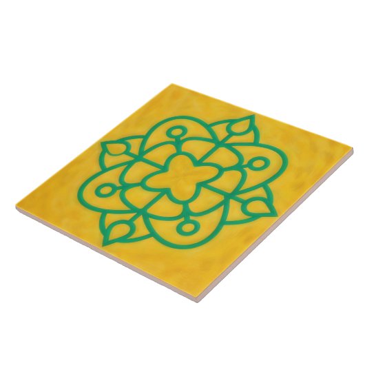 Carreau Teal and Gold Celtic Style Decorative Tile (Côté)