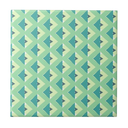 Carreau Teal and Green Diamond Geometric Pattern (Devant)
