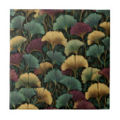 Carreau Teal Burgundy Ginkgo Pattern  (Devant)