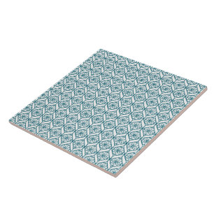 Carreau Teal sur le motif ethnique blanc, fleurs, chevrons