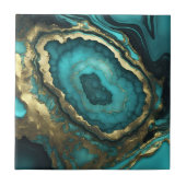 Carreau Teal Turquoise and Gold Agate Geode Liquid Marble (Devant)