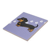 Carreau Teckel de bande dessinée (manteau lisse) (Côté)