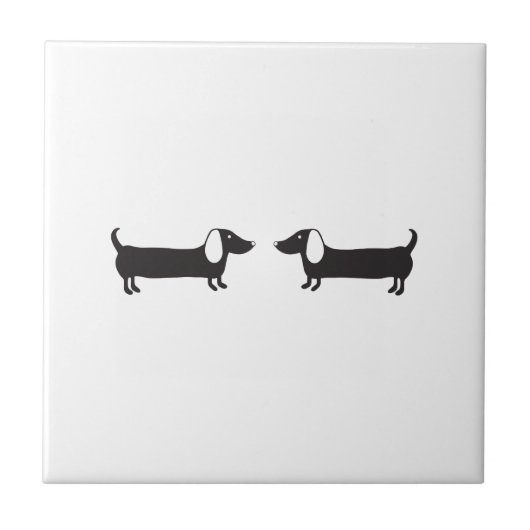 Carreau Teckels dans l'amour noir et blanc (Devant)