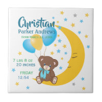 Teddy Bear assis sur la Lune Baby Birth Statistiqu