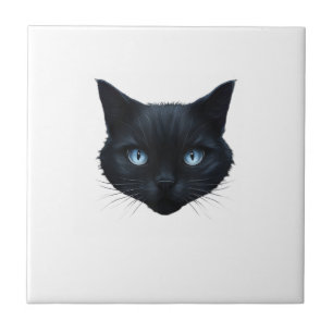 Carreau Tee-shirt graphique à visage de chat noir et yeux