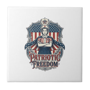 Carreau Tee-shirt graphique vectoriel infirmière patriotiq