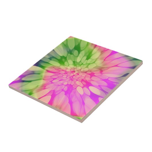 Carreau teint Cravate rose jaune et vert (Côté)