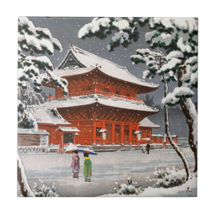 Carreau Temple de Zojoji dans la scène d'hiver de Tsuchiy