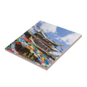 Carreau Temple tibétain avec drapeaux de prière - Yunnan,  (Côté)