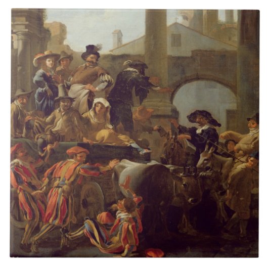Carreau Temps de carnaval à Rome, 1653 (huile sur la (Devant)