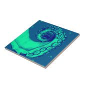 Carreau Tentacle de la pieuvre marine turquoise et marine (Côté)
