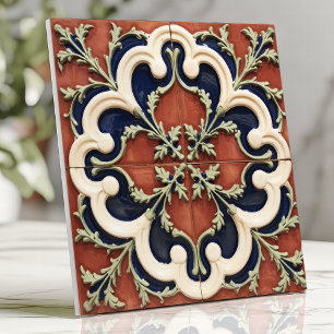 Carreau Terracotta et Navy Italien Vintage