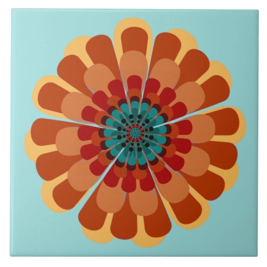 Carreau Terracotta & Fleur Turquoise (Devant)