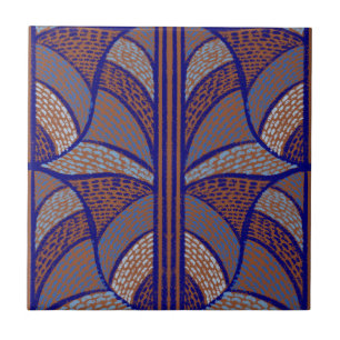 Carreau Terracotta méditerranéenne & Motif Mosaïque Bleue