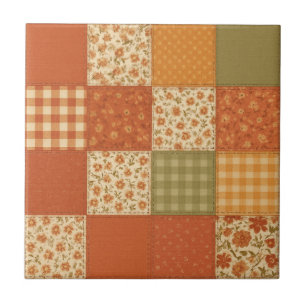 Carreau Terracotta Patchwork Quilt Rustic Farmhouse Floral