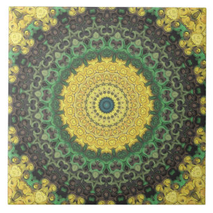 Carreau Terrain vert et jaune Mandala Kaleidoscope