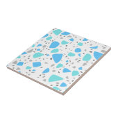 Carreau Terrazzo Blanc Turquoise Bleu Moderne (Côté)