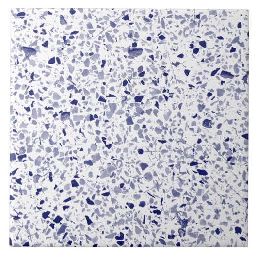 Carreau Terrazzo Bleu Blanc Minimal Pierre moderne (Devant)