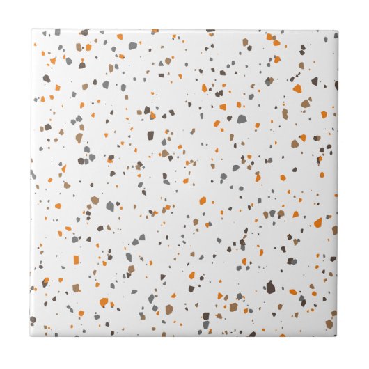 Carreau Terrazzo Brown blanc orange moderne (Devant)